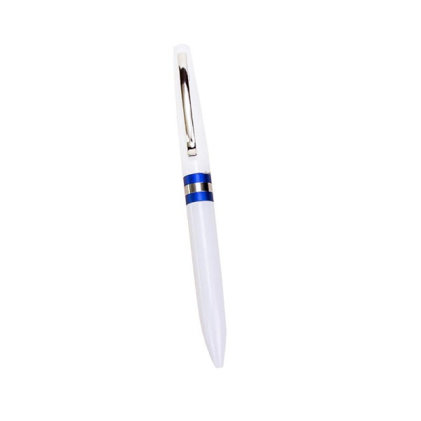 Bolígrafo personalizable blanco 14cm franja azul