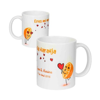 Taza personalizada Eres mi media naranja 9 x 8cm