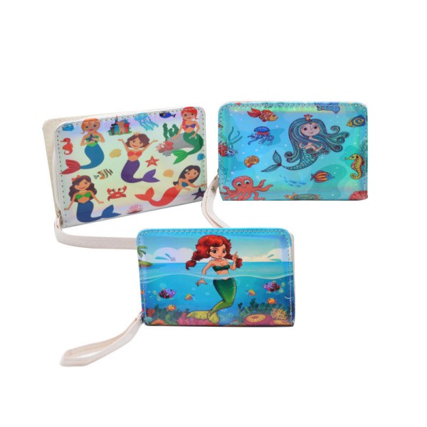 Monedero cremallera sirenitas c/asa rectangular surtidos