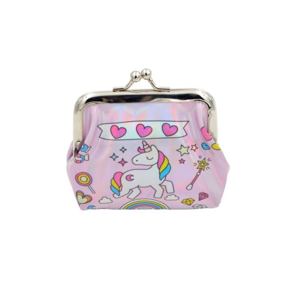 Monedero c/pinza unicornio 8 x 9 rosa