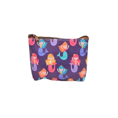 Monedero cremallera sirenitas rectangular 11x5 9cm fondo azul