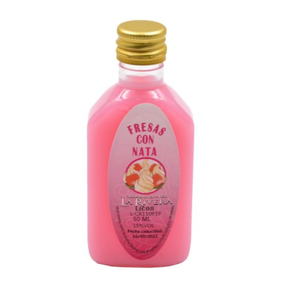 Refresco petaca plástico 50ml Alt.9cm fresas con nata