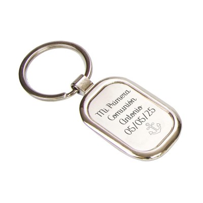 Llavero personalizable chapa plateado ancla