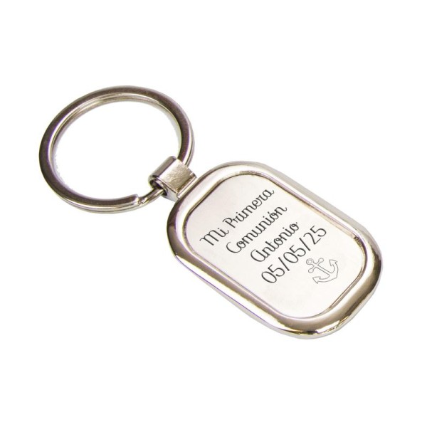 Llavero personalizable chapa plateado ancla