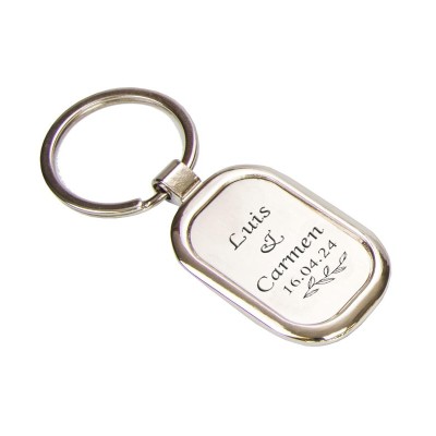 Llavero personalizable chapa plateado rama olivo