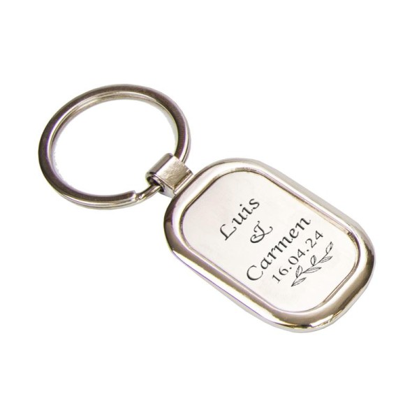 Llavero personalizable chapa plateado rama olivo