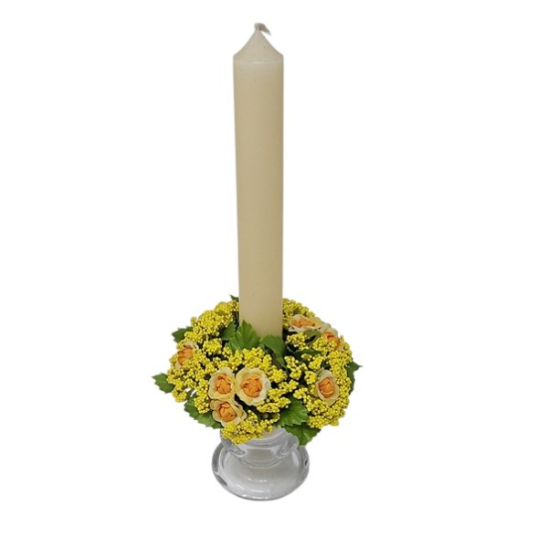 Candel ring o aro para velas capullos (amarillo)