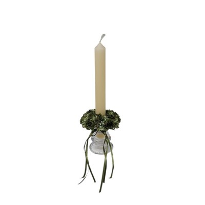 Candel ring o aro para velas mini rose/mum 9cm verde