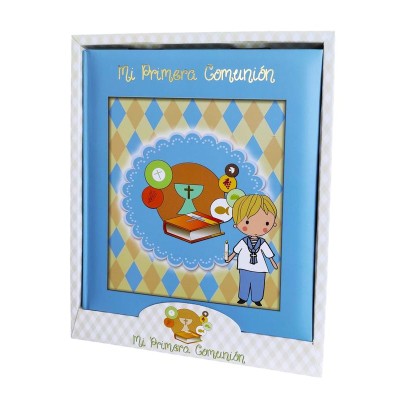 Libro de firmas comunión niño 28 x 24cm azul cielo