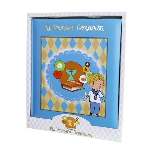 Libro de firmas comunión niño 28 x 24cm azul cielo