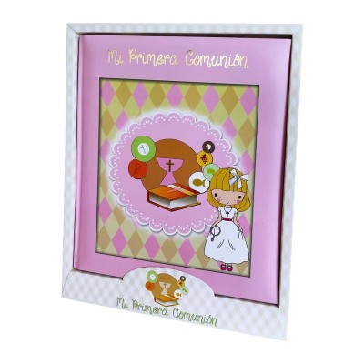 Libro de firmas comunión niña 28 x 24cm rosa