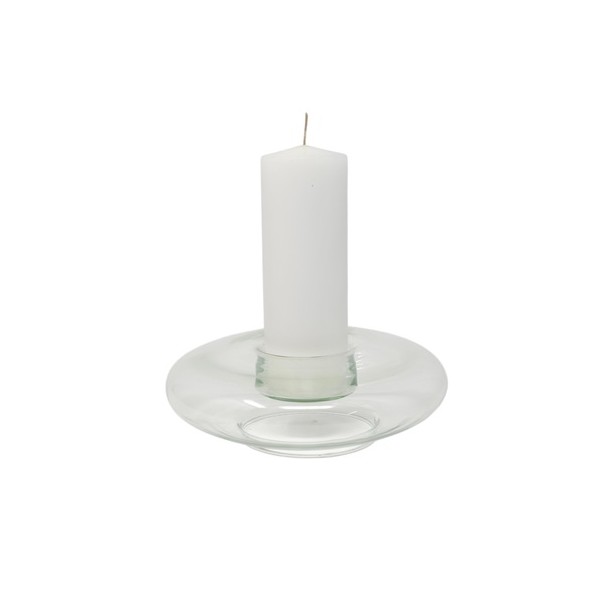 Portavela cristal c/vela cirio orion 19,5 x 6,4