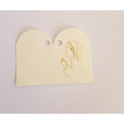 Tarjeta comunión libro oval niña oro 2 5x4cm