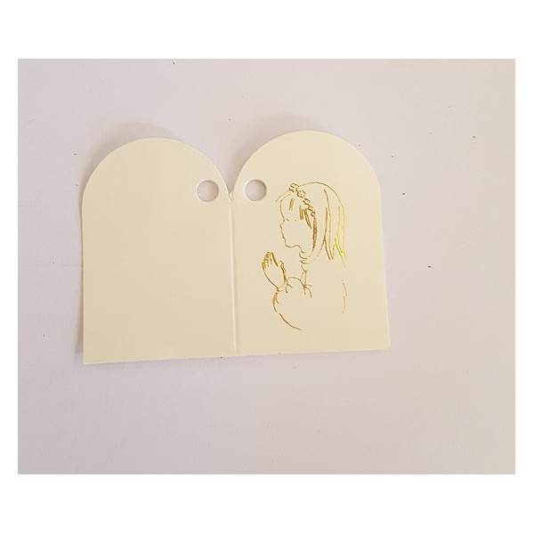 Tarjeta comunión libro oval niña oro 2,5x4cm