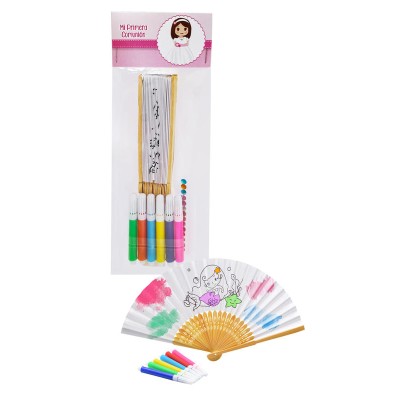 Abanico para colorear de sirenita c/rotuladores niña comunión