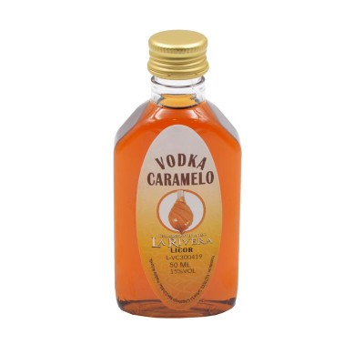 Licor 50ml petaca 15  Alt 9cm Vodka caramelo