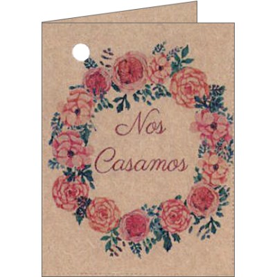 Pliego 18 tarjetas boda personalizada libro Kraft