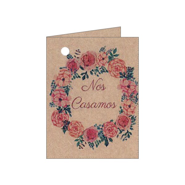 Pliego 18 tarjetas boda personalizada libro Kraft