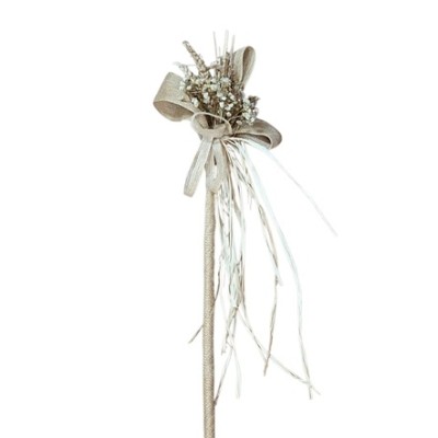 Bastón atado de flores preservadas cortejo pajes c/palo forrado Alt 110cm Ø 12cm