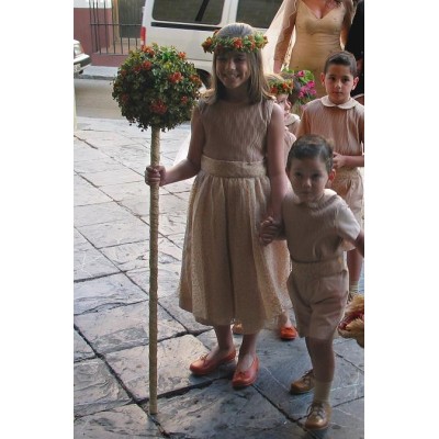 Bastón bola de flores cortejo pajes c/palo forrado Alt.130cm Ø 25cm
