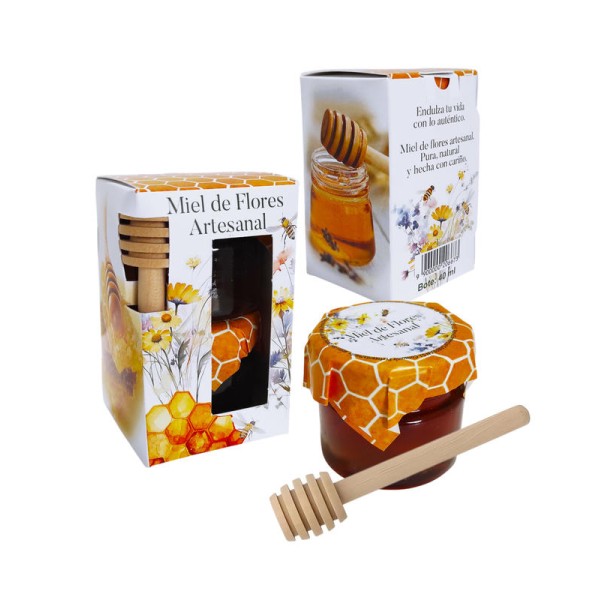 Caja 2 botes miel artesana 40gr + mielero