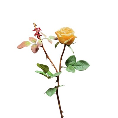 Rosa capullo artificial d 7cm tacto natural amarilla