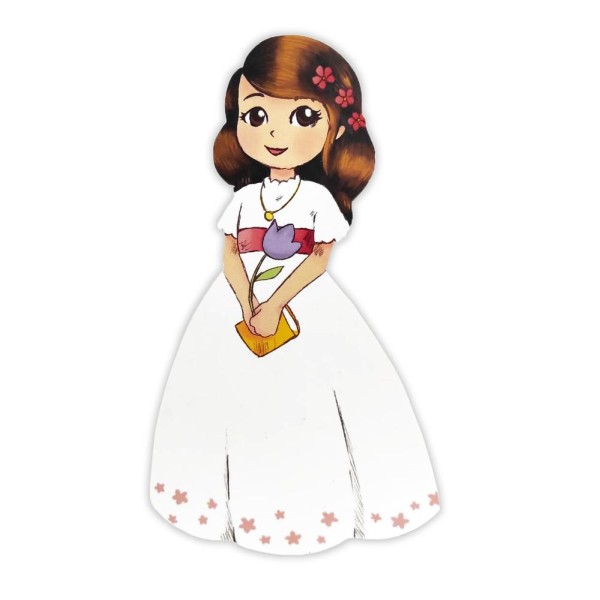 Figura porexpán niña comunión c/libro morena 20x11x2cm