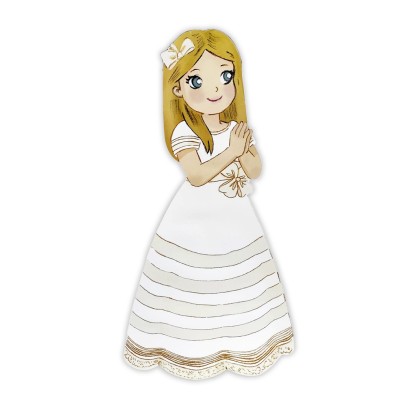 Figura porexpán niña comunión rezando rubia 30x17x4cm