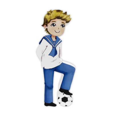 Figura porexpán niño comunión c/balón marinero rubio 20x11x2cm