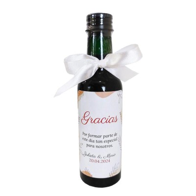 Vino tinto 13 5  180ml botella plástico Alt 16 5cm c/pegatina personalizable   lazo blanco