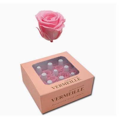 Caja 16 rosas preservadas cabeza d 2 1-2 5cm Alt 2 1-2 5cm rosa