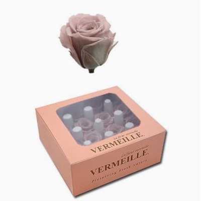 Caja 16 rosas preservadas cabeza d 2 1-2 5cm Alt 2 1-2 5cm maquillaje