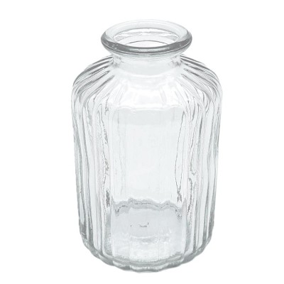 Alquiler florero mini cristal reciclado tallado Alt 10cm x d 6 boca d 2 7 cm transparente
