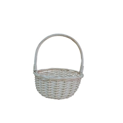 Cesta redonda 1 asa mimbre blanca d 27cm