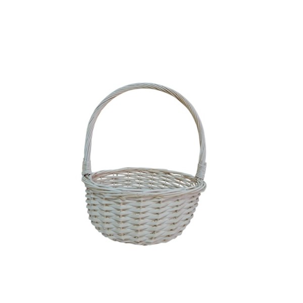 Cesta redonda 1 asa mimbre blanca d.27cm