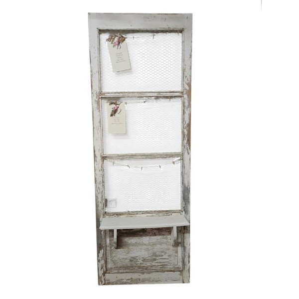 Alquiler mesero/seating 70x190cm puerta madera blanca decapada y malla pollero