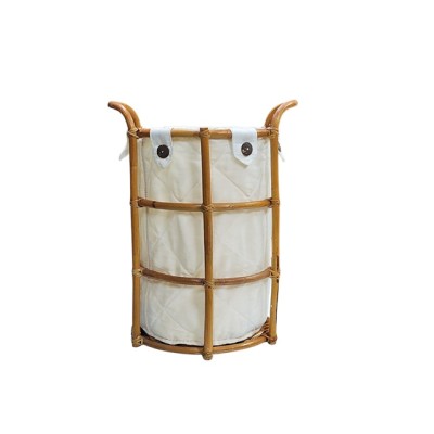 Ropero/cestos redondo bambú c/ tela desmontable Ø 35 cm Alt 55 cm