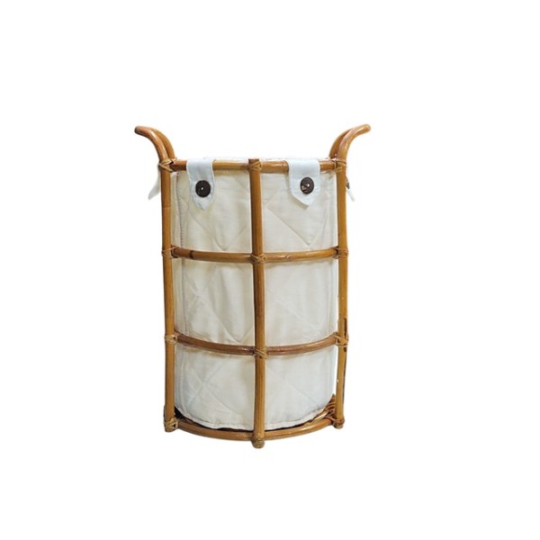 Ropero/cestos redondo bambú c/ tela desmontable Ø 35 cm Alt.55 cm