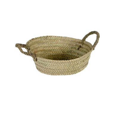 Alquiler cesta redonda 2 asas palma natural d 25cm Alt 8cm pleita