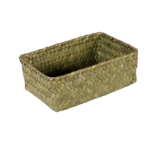 Cesta rectangular trenza natural 19x14x7cm