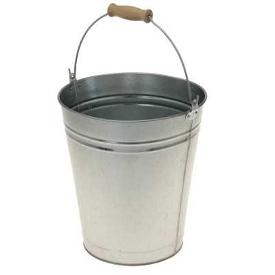 Cubo latón galvanizado asa c/ madera Alt 24cm d 28cm