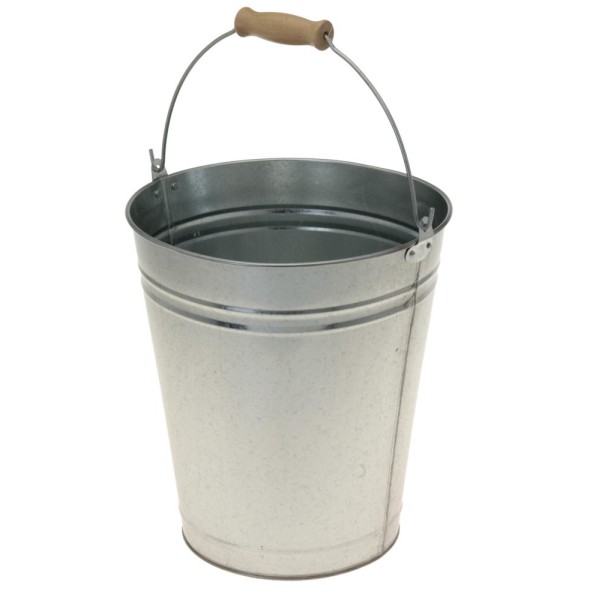 Cubo latón galvanizado asa c/ madera Alt.24cm d.28cm