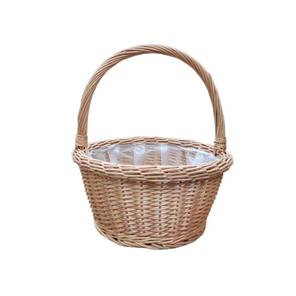 Alquiler cesta redonda mimbre miel c/plástico d.31cm Alt.16/36cm