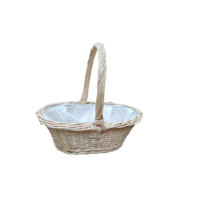 Alquiler cesta oval 1 asa mimbre natural c/plástico 37x26x12cm Alt asa 36cm