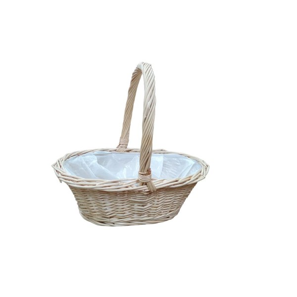 Alquiler cesta oval 1 asa mimbre natural c/plástico 37x26x12cm Alt.asa 36cm