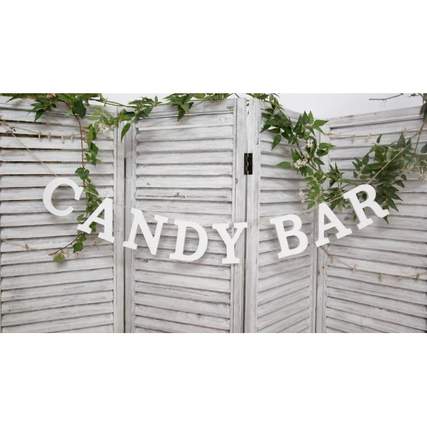 Alquiler guirnalda bodas letras madera Candy bar 175cm