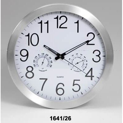 Reloj pared redondo cromado c/termómetro gr