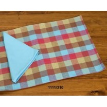Salvamantel individual tela cuadro rosa/azul/marrón 46 x 36cm c/servilleta azul