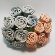 Flor promo foam rosa rellena d.4cm x 10 azul cielo grisáceo
