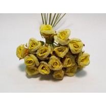 Flor promo foam/arpillera rosa d.3cm x 16 amarilla